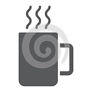 Mug glyph icon, kitchen and drink, coffee sign