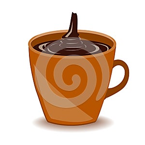 Mug of hot chocolate drink isolated on white background