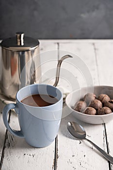 A mug of hot chocolate with tablea