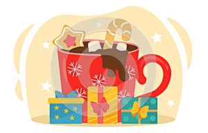 Mug of hot chocolate vector