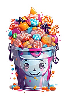 mug with kawaii candy halloween graphics white background