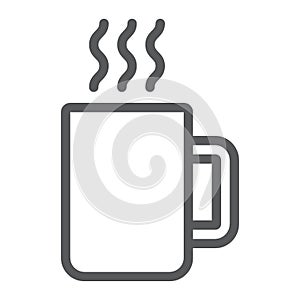 Mug line icon, kitchen and drink, coffee sign