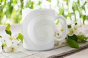 Mug mockup with apple blossom