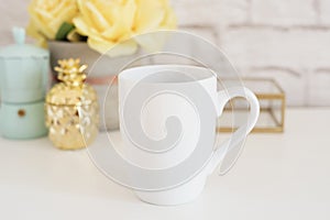 Mug Mockup. Coffee Cup Template. Coffee Mug Printing Design Template. White Mug Mockup. Blank Mug Product Image. Styled Stock Phot