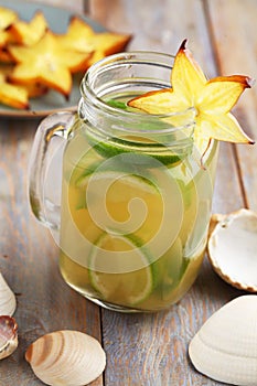 Mug of mojito decorated with starfruit