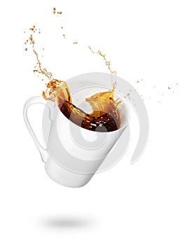 Mug of spilling coffee