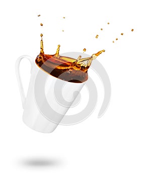 Mug of spilling coffee