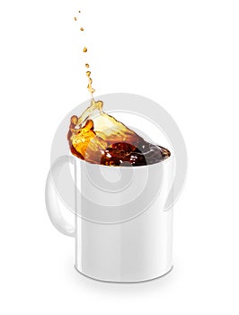Mug of spilling coffee