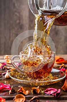 Mug on table with rose