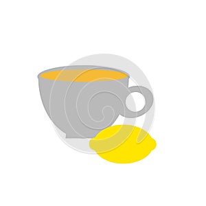 Mug with tea and lemon.
