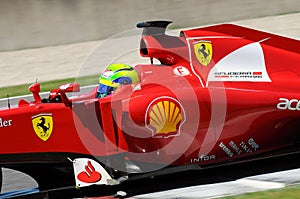 MUGELLO, ITALY 2012: Felipe Massa of Ferrari F1 team racing at Formula One Teams Test Days at Mugello Circuit in Italy