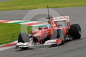 MUGELLO, ITALY 2012: Fernando Alonso of Ferrari F1 team racing at Formula One Teams Test Days at Mugello Circuit in Italy