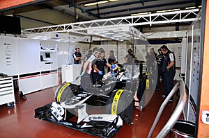 MUGELLO, ITALY - MAY 2012: Valtteri Bottas of Williams F1 races during a training session on May 2012 at Mugello Circuit in Italy