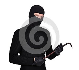 Mugger in mask with nail puller