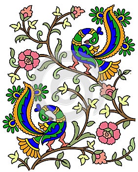 Mughal all over illustration For Printing , Weaving ,Embroidery and Background Wallpaperover