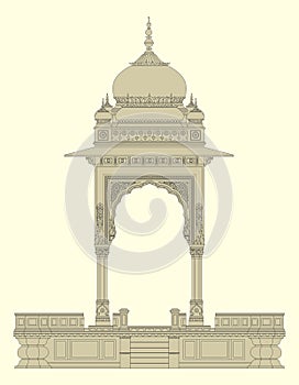 Domed Pavilion India, Company School the Metropolitan Museum vector illustration. photo