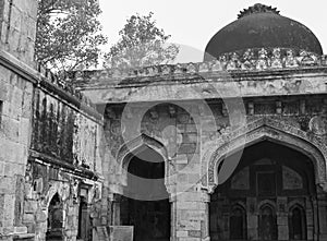 Mughal Architecture inside Lodhi Gardens, Delhi, India, Beautiful Architecture Inside the The Three-domed mosque in Lodhi Garden