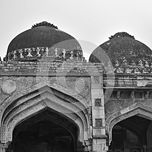Mughal Architecture inside Lodhi Gardens, Delhi, India, Beautiful Architecture Inside the The Three-domed mosque in Lodhi Garden