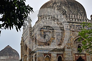 Mughal Architecture inside Lodhi Gardens, Delhi, India, Beautiful Architecture Inside the The Three-domed mosque in Lodhi Garden