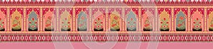 Mughal Border With Multicoloured Boxes And Supporting Borders For Textile Suits And Sarees