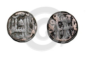 Mughal Emperor Akbar Copper Falus or Dam Coin Lahore Mint