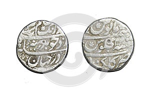Mughal Emperor Aurangzeb Alamgir Silver One Rupee Coin of Golkonda photo