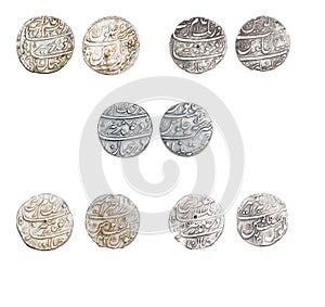 Mughal Emperor Aurangzeb Alamgir Silver Rupee Coins photo