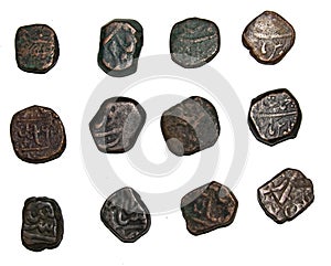 Mughal Emperor Mohammed Shah Copper Coins Reverse Side