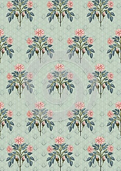 Mughal floral background and seamless pattern