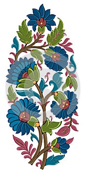 Mughal, Indian traditional floral illustration for fashion, textile and background wallpaper