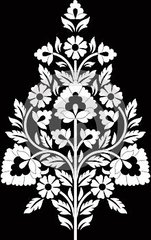 Mughal inspired black and white motif