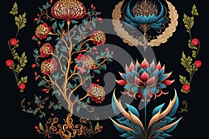 Mughal-inspired fantasy flowers