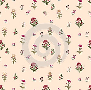 Mughal motif ornament seamless pattern multi color motif background