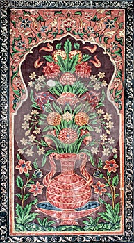 Mughal`s floral art pattern in the mosque