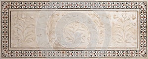 Mughal stone art on the facade of the Taj Mahal