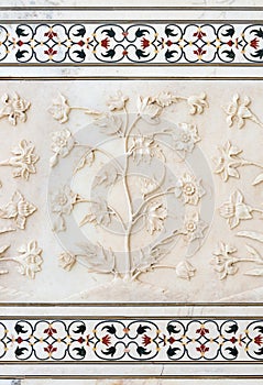 Mughal stone art, Taj Mahal, India