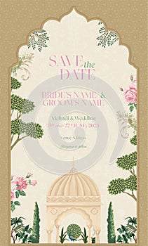 Mughal Wedding Invitation Card Design.