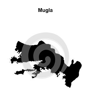 Mugla outline map
