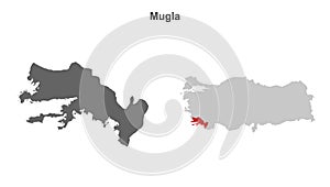 Mugla outline map