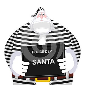 Mugshot Santa Claus at Police Department. Mug shot Christmas. Ar