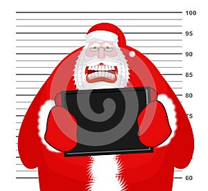 Mugshot Santa Claus at Police Department. Mug shot Christmas. Ar