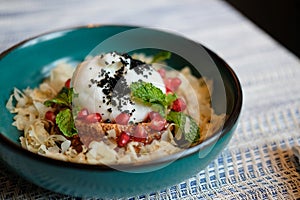 Muhammara dip & burrata cheese. turkish lebanese vegetarian food