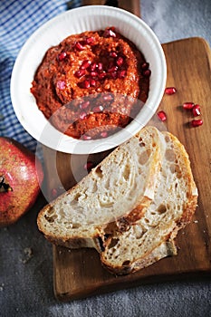 Muhammara red bell pepper dip like ajvar relish