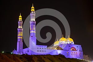 Muhammed Al Ameen Mosque at night. Muscat. Sultanate of Oman