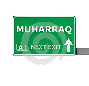 MUHARRAQ road sign isolated on white