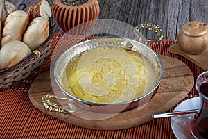 Muhlama - corn porridge with cheese.Turkish cuisine. Kuymak - Guymak - Yaglas photo