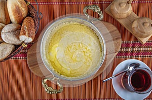 Muhlama - corn porridge with cheese.Turkish cuisine. Kuymak - Guymak - Yaglas