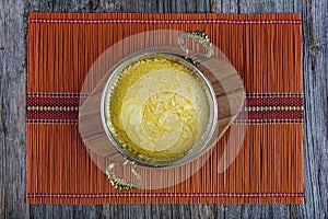 Muhlama - corn porridge with cheese.Turkish cuisine. Kuymak - Guymak - Yaglas