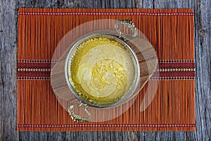 Muhlama - corn porridge with cheese.Turkish cuisine. Kuymak - Guymak - Yaglas photo