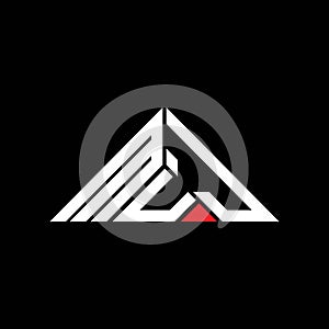 MUJ letter logo creative design with vector graphic, MUJ simple and modern logo in triangle shape